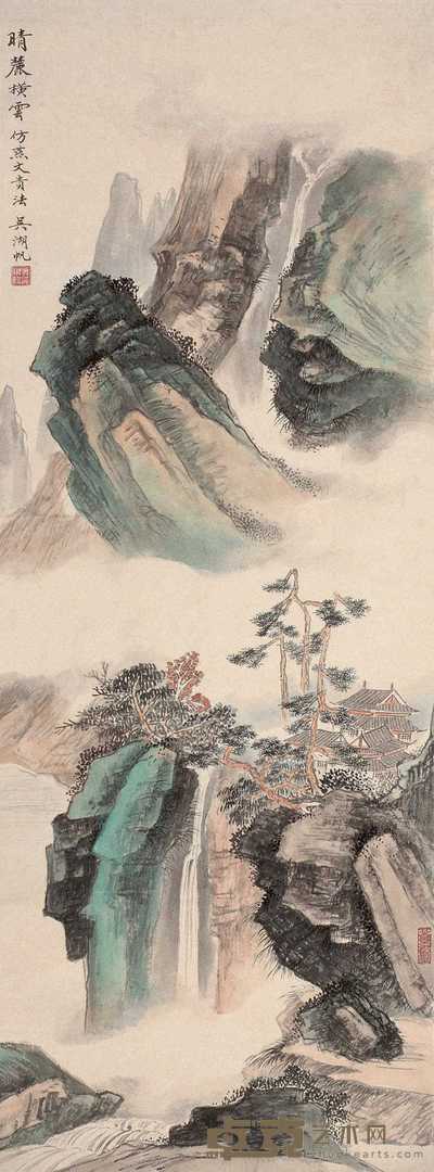 吴湖帆 山水 立轴 97×36cm